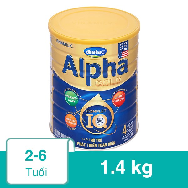 Sữa Bột Dielac Alpha Gold Iq Số 4 (Sữa Non) 1.4 Kg (2 - 6 Tuổi)