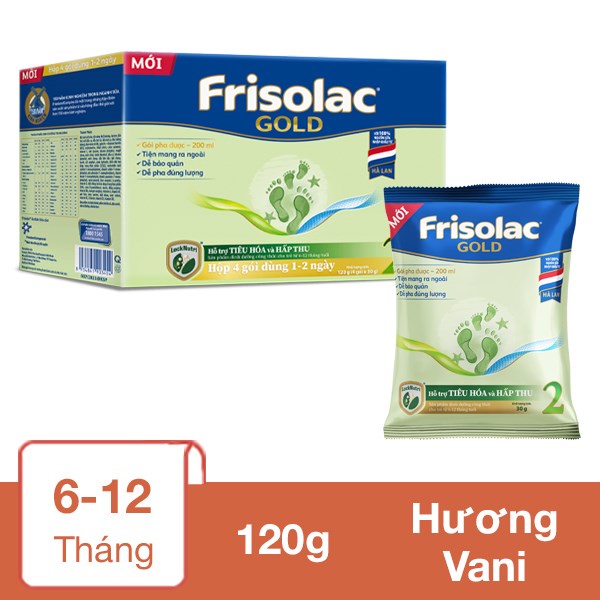 Sữa Bột Dạng Gói Friso Gold Số 2 Hương Vani 120G (6 - 12 Tháng)