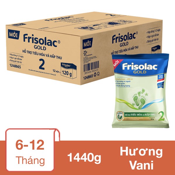 Sữa Bột Dạng Gói Friso Gold Số 2 Hương Vani 1440G (6 - 12 Tháng)