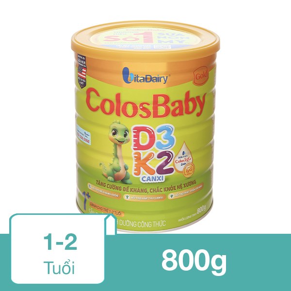 Sữa Bột Colosbaby Gold D3K2 1+ (Sữa Non) 800G (1 - 2 Tuổi)