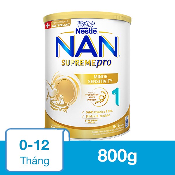 Sữa Bột Nan Supremepro Số 1 800G (0 - 12 Tháng) Hỗ Trợ Trẻ Có Cơ Địa Mẫn Cảm