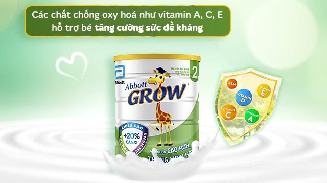 Tăng sức đề kháng - Sữa bột Abbott Grow số 2 hương vani 900g (6 - 12 tháng)