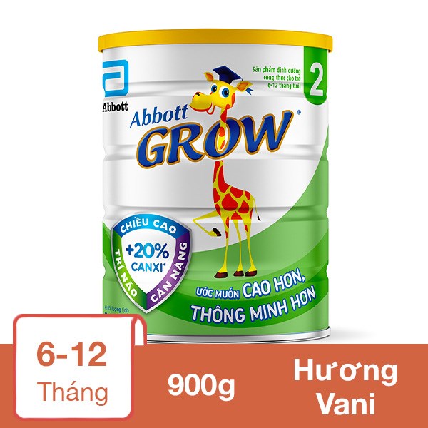 Sữa bột Abbott Grow số 2 hương vani 900g (6 – 12 tháng)