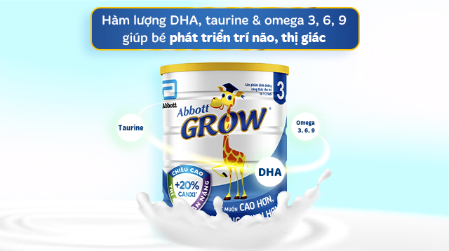 Sữa bột Abbott Grow số 3 hương vani 900g (1 - 2 tuổi) - DHA