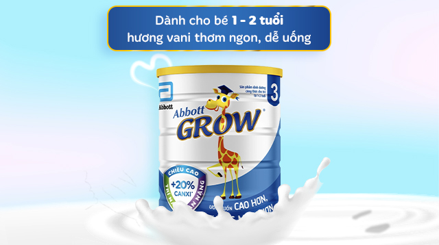 Sữa bột Abbott Grow số 3 hương vani 900g (1 - 2 tuổi) - Độ tuổi