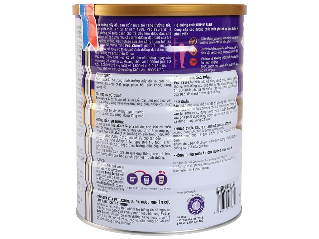 Sữa bột Abbott PediaSure BA hương vani lon 1.6kg 3