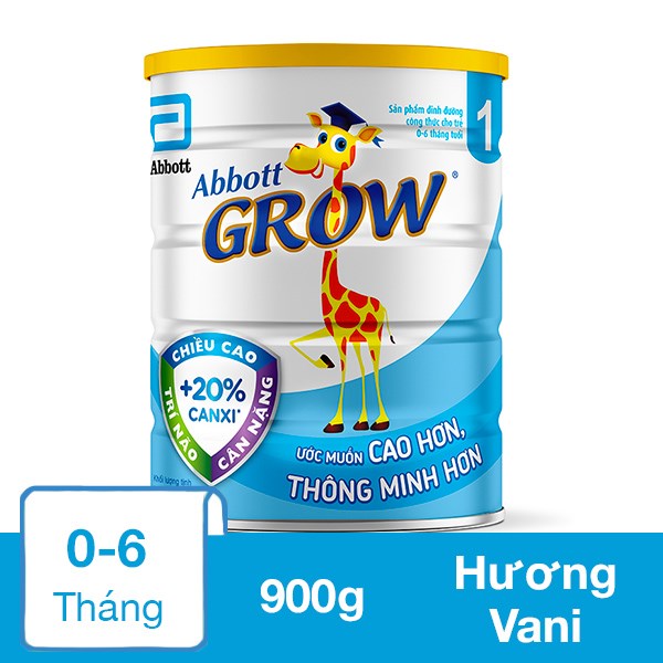 Sữa bột Abbott Grow số 1 hương vani 900g (0 – 6 tháng)