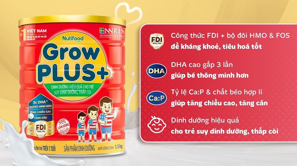 Sữa bột Nutifood GrowPLUS+ (cho trẻ suy dinh dưỡng, thấp còi)-1