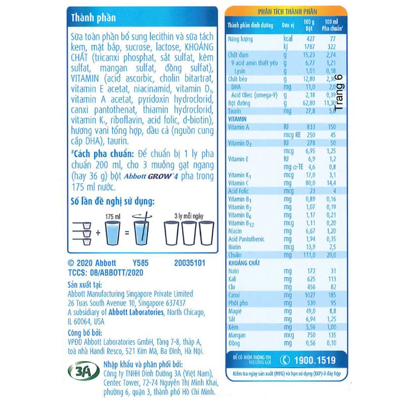 Sữa bột Abbott Grow số 4 hương vani 1.7 kg (từ 2 tuổi) 3