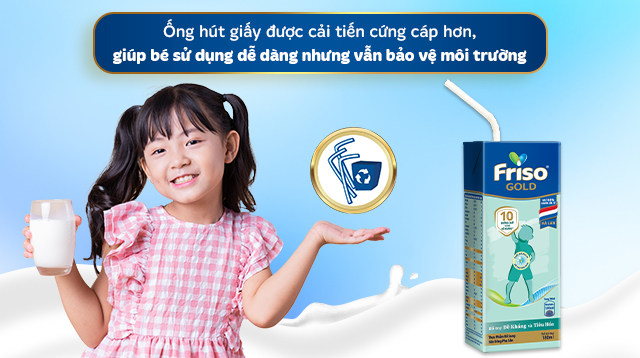 Ống hút giấy - Thùng 48 hộp sữa pha sẵn Friso Gold hương vani 180 ml (từ 1 tuổi)