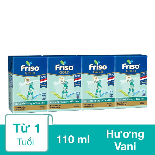 Lốc 4 Hộp Sữa Pha Sẵn Friso Gold Hương Vani 110 Ml (Từ 1 Tuổi)