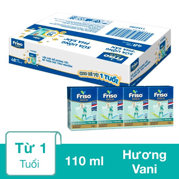 Thùng 48 Hộp Sữa Pha Sẵn Friso Gold Hương Vani 110 Ml (Từ 1 Tuổi)