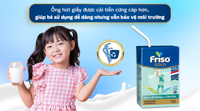Ống hút giấy - Thùng 48 hộp sữa pha sẵn Friso Gold hương vani 110 ml (từ 1 tuổi)
