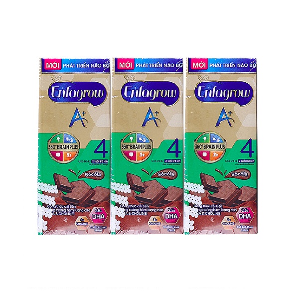 Lốc 3 hộp sữa pha sẵn Enfagrow A+ 4 hương socola 180 ml - AVAKids.com