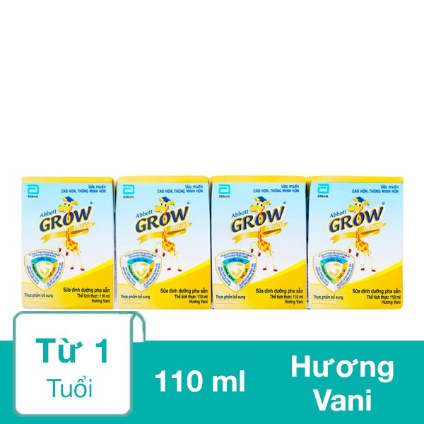 Lốc 4 hộp sữa pha sẵn Abbott Grow Gold hương vani 110 ml (từ 1 tuổi)