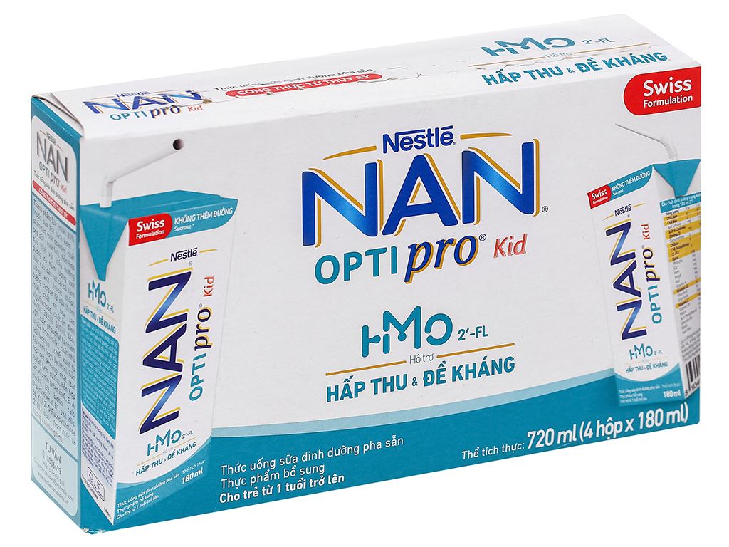 Lốc 4 hộp sữa dinh dưỡng pha sẵn Nestlé Nan Optipro Kid 180ml 1