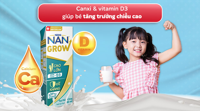 Chiều cao - - Lốc 4 hộp sữa pha sẵn Nestlé Nan Optipro Kid 180 ml (từ 1 tuổi)