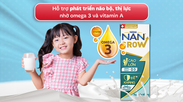 Trí não - Lốc 4 hộp sữa pha sẵn Nestlé Nan Optipro Kid 180 ml (từ 1 tuổi)