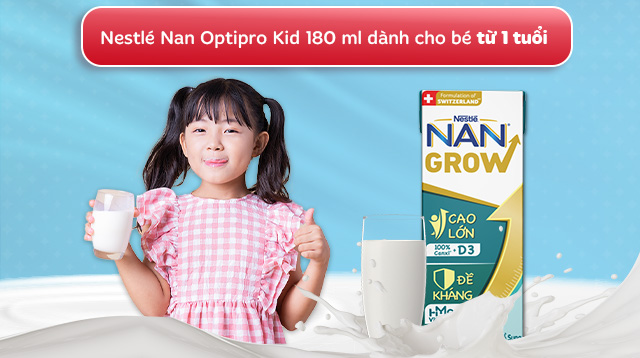 Độ tuổi - Thùng 24 hộp sữa pha sẵn Nestlé Nan Optipro Kid 180 ml (từ 1 tuổi)