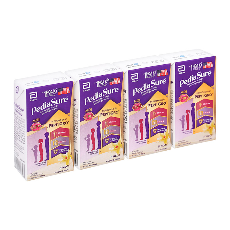 Lốc 4 hộp sữa pha sẵn Abbott PediaSure hương vani 110 ml (1 - 10 tuổi) 18