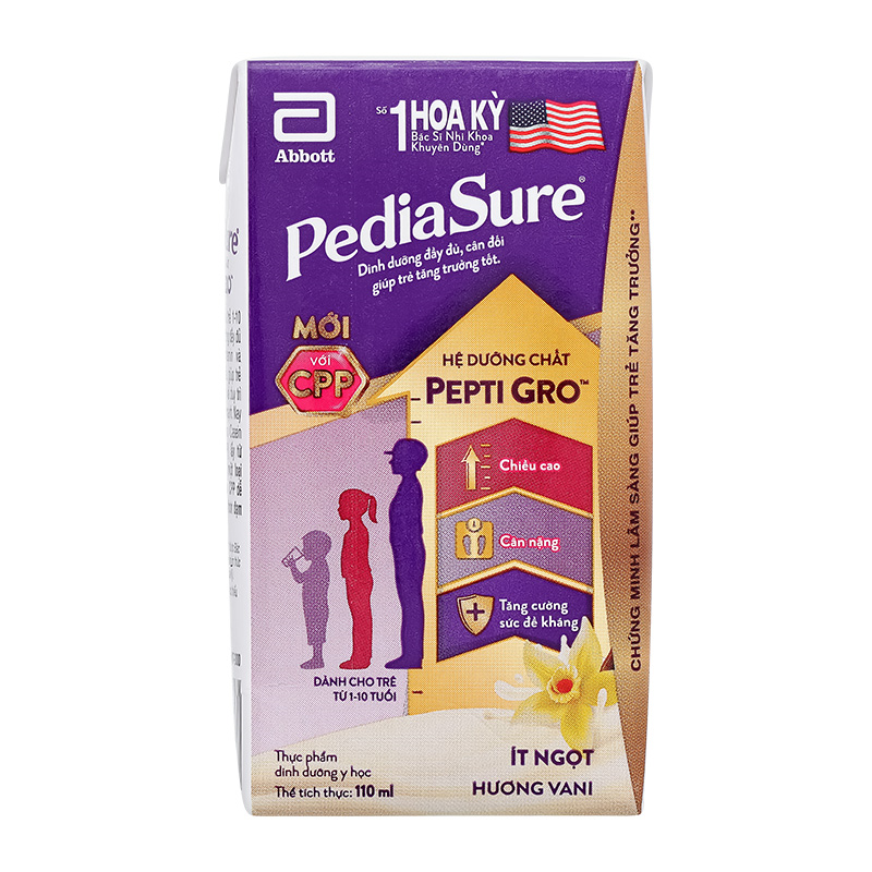 Lốc 4 hộp sữa pha sẵn Abbott PediaSure hương vani 110 ml (1 - 10 tuổi) 23