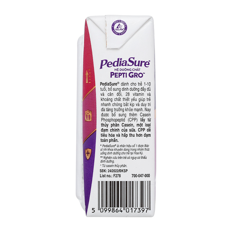 Lốc 4 hộp sữa pha sẵn Abbott PediaSure hương vani 110 ml (1 - 10 tuổi) 26