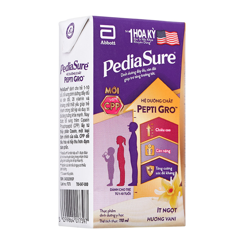 Lốc 4 hộp sữa pha sẵn Abbott PediaSure hương vani 110 ml (1 - 10 tuổi) 5