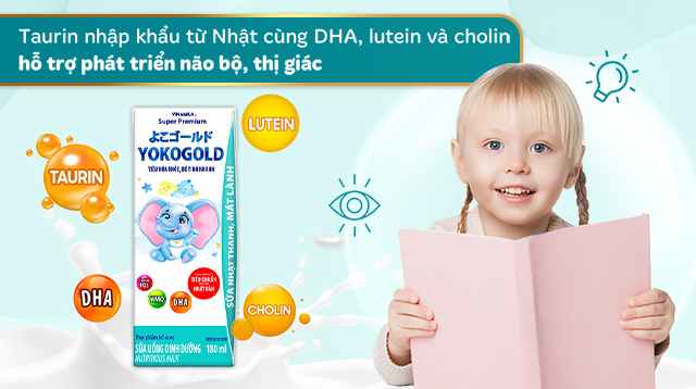 Lốc 4 hộp sữa pha sẵn Vinamilk YokoGold 180 ml bổ sung taurine nhập khẩu từ Nhật
