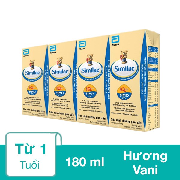 Lốc 4 hộp sữa pha sẵn Similac hương vani 180 ml (từ 1 tuổi) - AVAKids.com