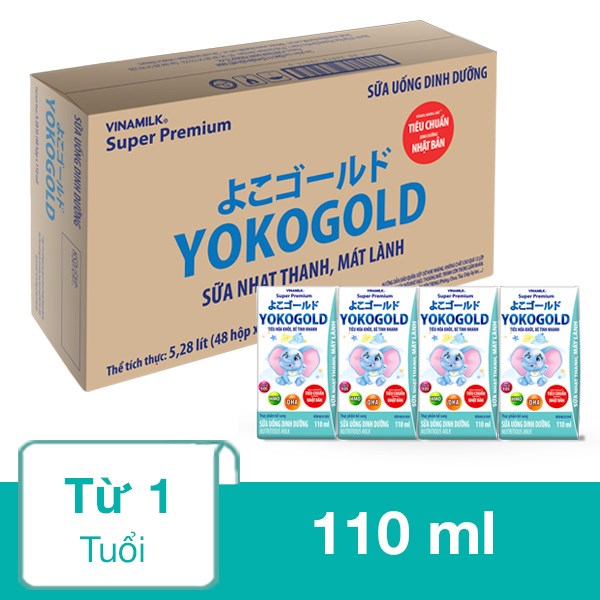 Thùng 48 hộp sữa pha sẵn Vinamilk YokoGold hộp 110 ml (từ 1 tuổi)