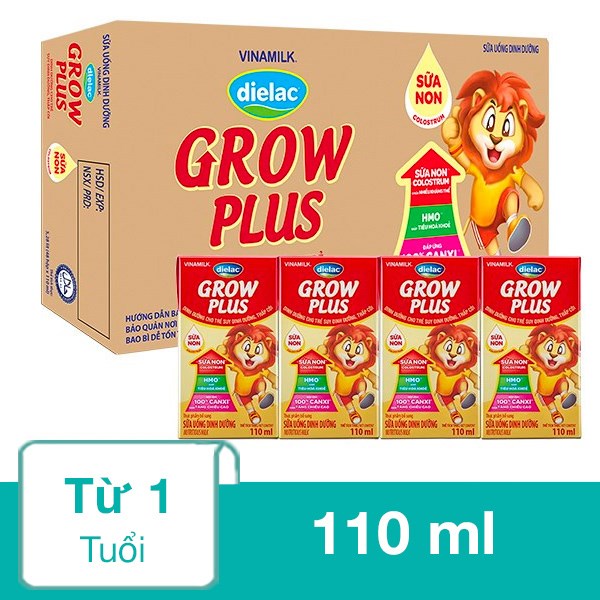 Thùng 48 hộp sữa non pha sẵn Dielac Grow Plus 110 ml (từ 1 tuổi)