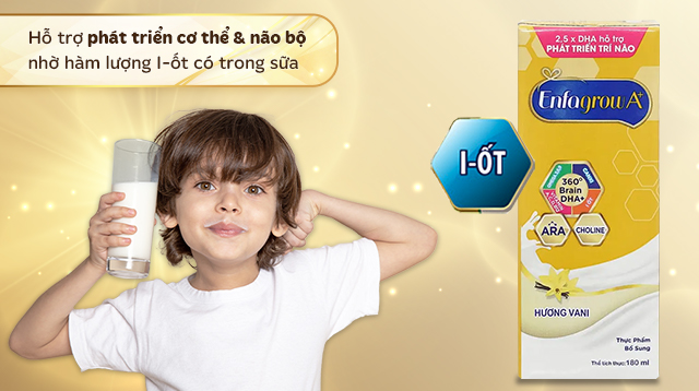 Sữa pha sẵn Enfagrow A+ 360° Brain DHA+ hương vani - I-ốt Sữa pha sẵn Enfagrow A+ 360° Brain DHA+ hương vani - I-ốt