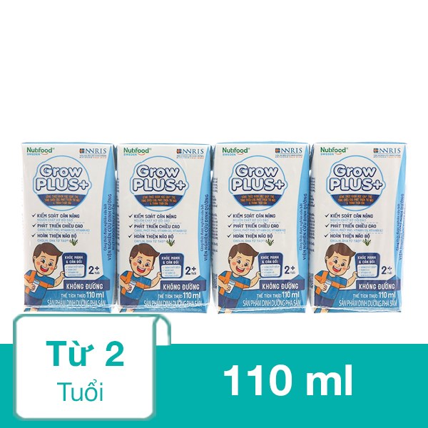 Thùng 48 hộp sữa pha sẵn Nutifood GrowPLUS+ 110 ml (từ 2 tuổi) - AVAKids.com