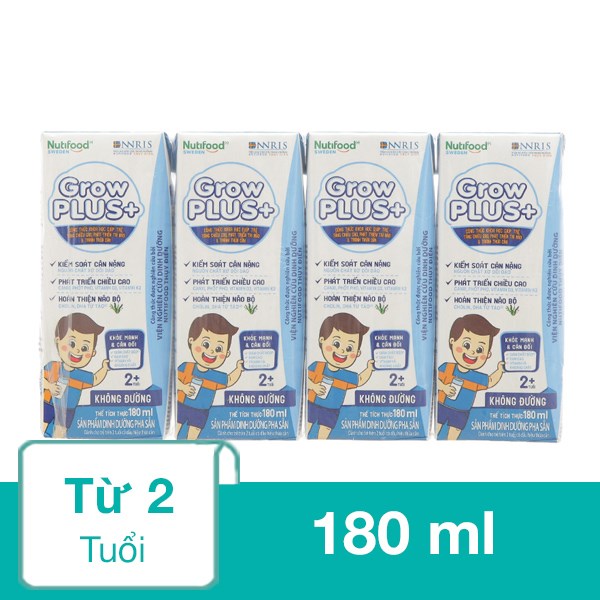 Thùng 48 hộp sữa pha sẵn Nutifood GrowPLUS+ 180 ml (từ 2 tuổi) - AVAKids.com
