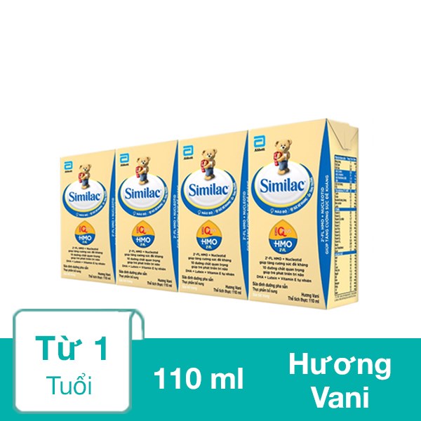 Lốc 4 hộp sữa pha sẵn Similac hương vani 110 ml (từ 1 tuổi)