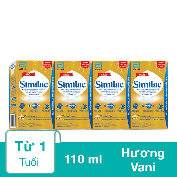 Lốc 4 Hộp Sữa Pha Sẵn Similac Hương Vani 110 Ml (Từ 1 Tuổi)