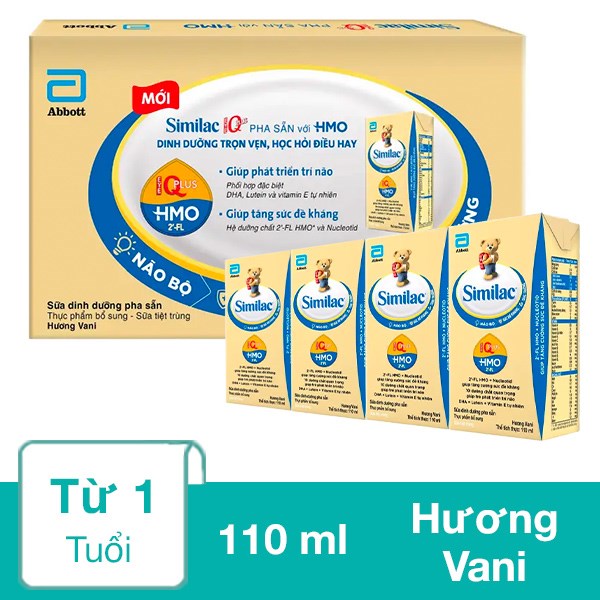 Thùng 48 hộp sữa pha sẵn Similac hương vani 110 ml (từ 1 tuổi)