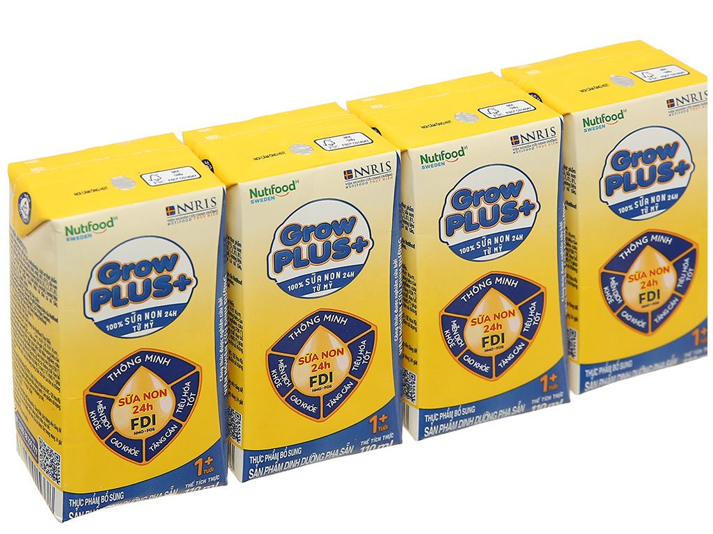 Lốc 4 hộp sữa non pha sẵn NutiFood GrowPLUS+ 110 ml (từ 1 tuổi) 1