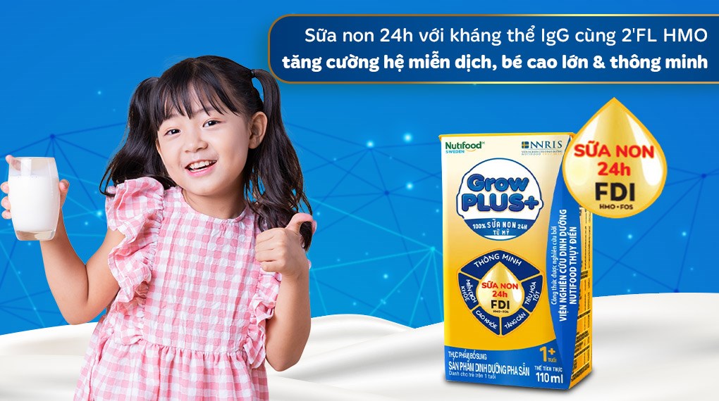 Thùng 48 hộp sữa non pha sẵn Nutifood GrowPLUS+ vàng