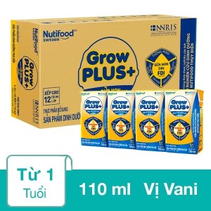 Thùng 48 hộp sữa nước dinh dưỡng NutiFood Grow Plus+ 110ml