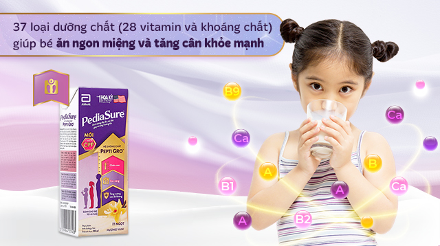 Tăng cân Tăng cân - Lốc 4 hộp sữa pha sẵn Abbott PediaSure hương vani 180 ml (1 - 10 tuổi)