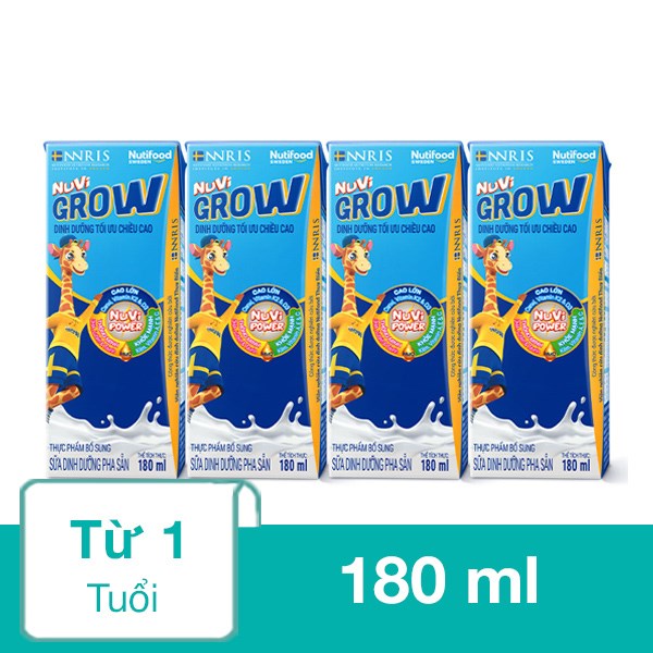 Lốc 4 hộp sữa pha sẵn Nutifood NuVi Grow 180 ml (từ 1 tuổi)