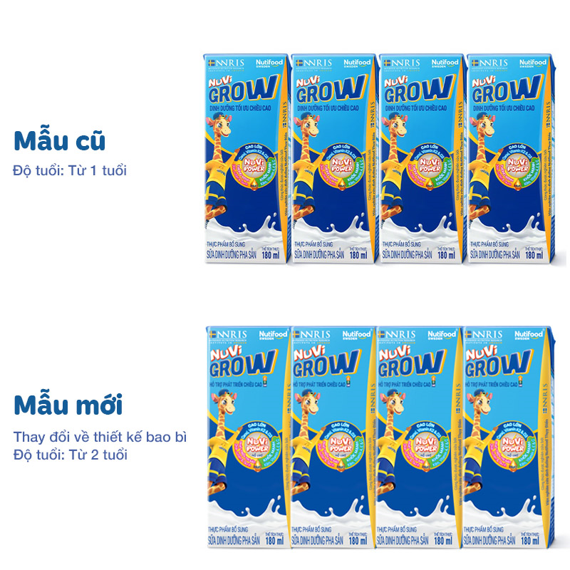 Thùng 48 hộp sữa pha sẵn Nutifood NuVi Grow 180 ml (từ 2 tuổi) 12
