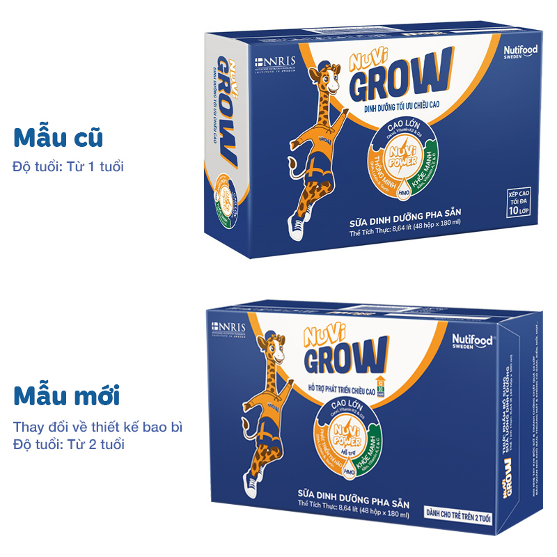 Thùng 48 hộp sữa pha sẵn Nutifood NuVi Grow 180 ml (từ 2 tuổi) 2
