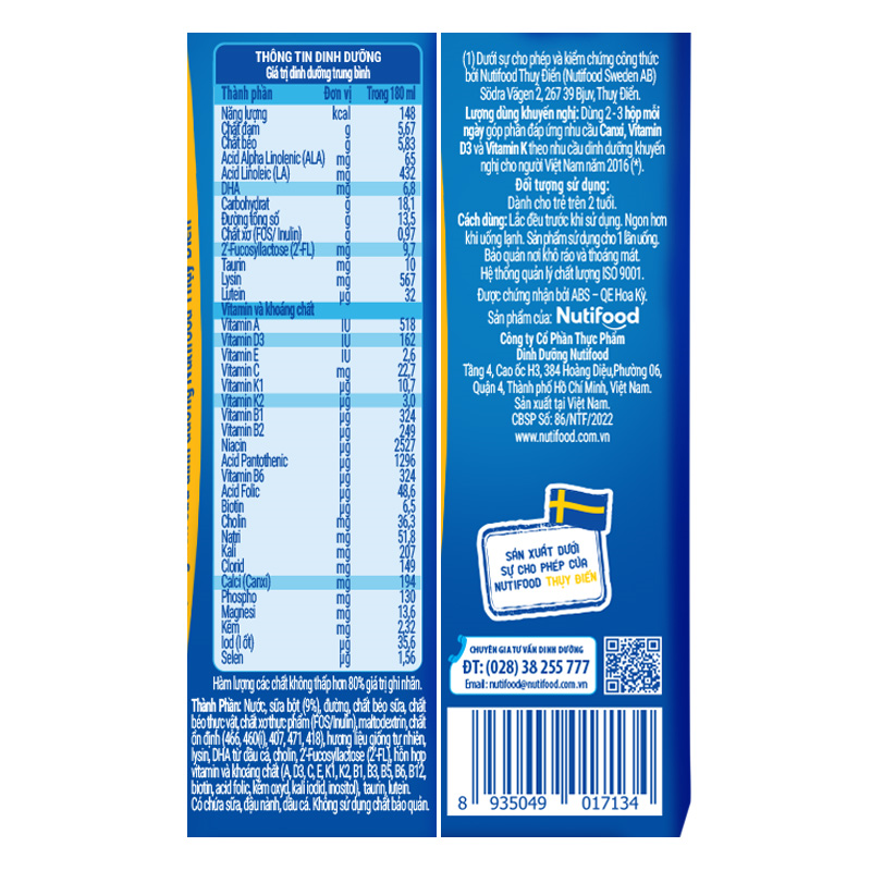 Thùng 48 hộp sữa pha sẵn Nutifood NuVi Grow 180 ml (từ 2 tuổi) 10