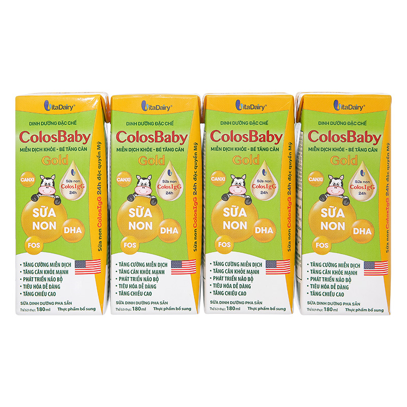 Lốc 4 hộp sữa pha sẵn ColosBaby Gold 180 ml (từ 1 tuổi)