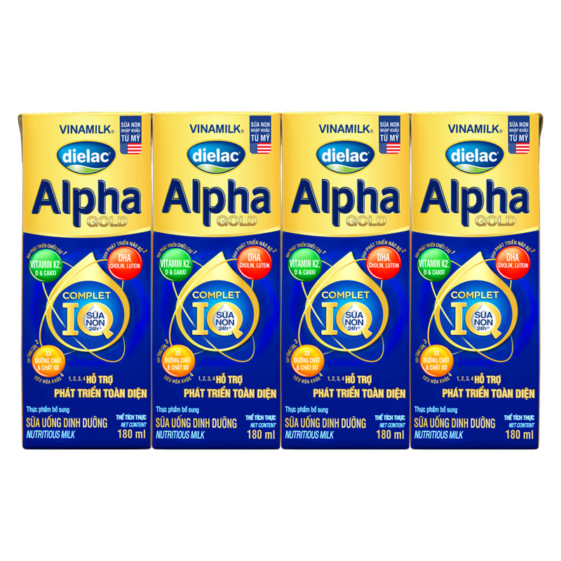Lốc 4 hộp sữa non pha sẵn Dielac Alpha Gold 180 ml (từ 1 tuổi) 2