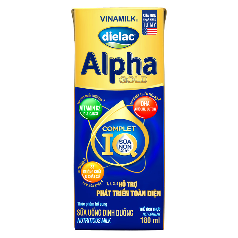 Lốc 4 hộp sữa non pha sẵn Dielac Alpha Gold 180 ml (từ 1 tuổi) 4