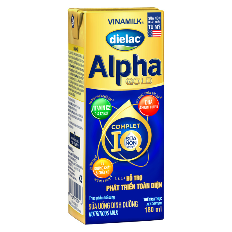 Lốc 4 hộp sữa non pha sẵn Dielac Alpha Gold 180 ml (từ 1 tuổi) 5