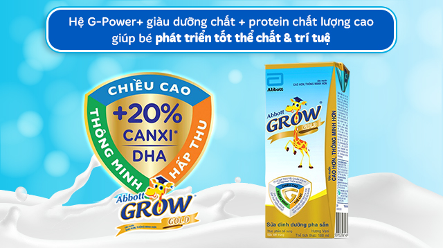 Sữa pha sẵn Abbott Grow Gold hương vani 180 ml - G-Power